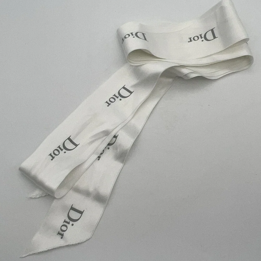 Dior‎ White Satin Logo Ribbon 104 Inches Authentic Designer Gift Wrap Accessory